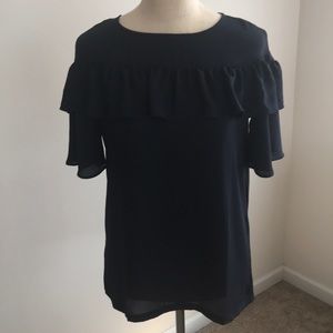 Loft ruffle too in Navy blue